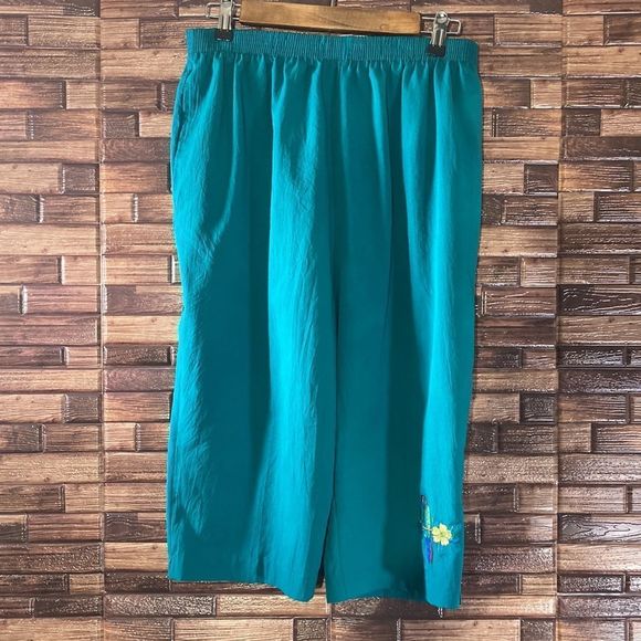 Vintage Womens Large Bon Worth Bermuda Set Green W/Parrots - Picture 10 of 16